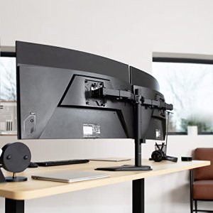 VIVO Full Motion Dual Monitor Free-Standing Desk Stand VESA Mount, Double Joints, Holds 2 Screens up to 32 inches, STAND-V102K
