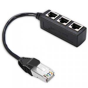 RJ45 Ethernet Splitter Cable, Sartyee RJ45 Y Splitter Adapter 1 to 3 Port Ethernet Switch Adapter Cable for CAT 5/CAT 6 LAN Ethernet Socket Connector