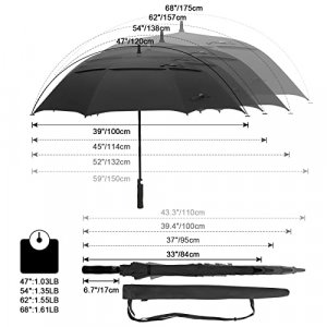 G4Free 68 Inch Automatic Open Golf Umbrella Extra Large Oversize Double Canopy Vented Windproof Waterproof Stick Umbrellas(Black)