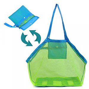 Mesh Beach Toy Bag Sand Toy Bags Mesh Extra Large, Foldable Totes Shell Storage Bag Quick Dry Net Tote for Kids Beach Sand Toys Away from Sand Pool S