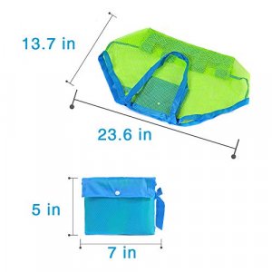 Mesh Beach Toy Bag Sand Toy Bags Mesh Extra Large, Foldable Totes Shell Storage Bag Quick Dry Net Tote for Kids Beach Sand Toys Away from Sand Pool S
