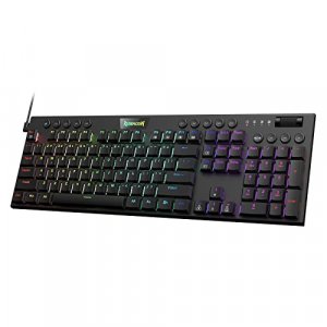 Redragon K619 Horus RGB Mechanical Keyboard, Ultra-Thin Designed Wired Gaming Keyboard w/Low Profile Keycaps, Dedicated Media Control & Linear Red Sw