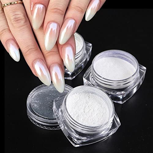 MIZHSE Nail Gel Aurora White Glitter Pearl White Nail Polish Gel Nail –  EveryMarket
