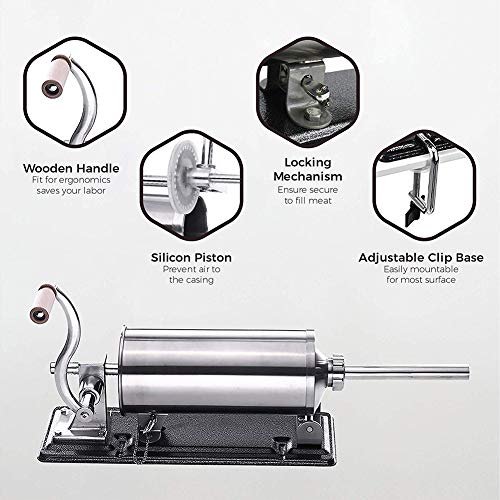 Sausage Stuffer Machine Manual Sausage Maker Meat Stuffer Filler Homemade  and Detachable Quick Meat Filling Sausage Maker Stainless Steel Sausage