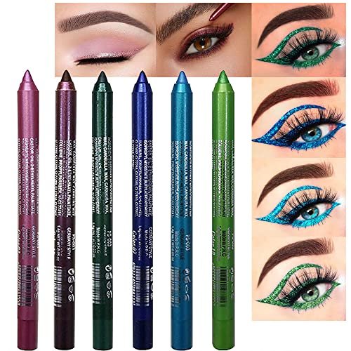 evpct 6Pcs Blue Colored Glitter Eyeliner Pencils Set delineadores de  colores para ojos ojos contra el agua Dark Light Blue Green Purple Red Pink  Meta - Imported Products from USA - iBhejo