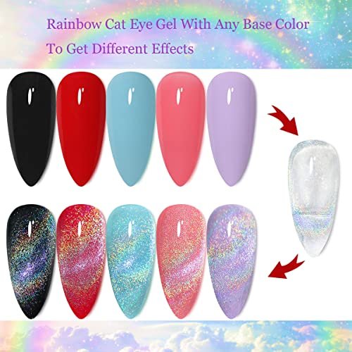 Gel Polish 15Ml/0.5Fl Oz Holographic 9D Cat Eye Shiny Glitter Soak