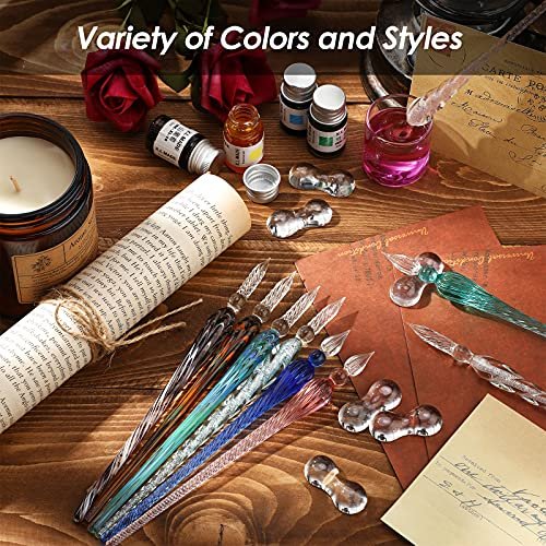 Handmade Glass Dip Pen - Crystal Spiral Tip Smooth Cylindrical Pen