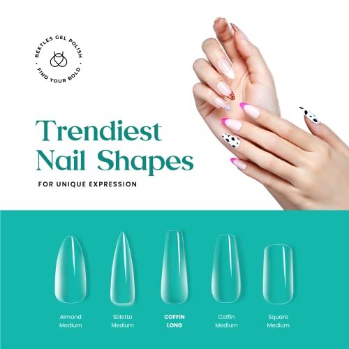 Beetles Gel Nail Kit Easy Nail Extension Set 5 In 1 Nail Glue Gel Base Coat  with Pre shaped Medium Coffin Soft Gel Nail Tips and Led Nail Lamp Acryli -  Imported