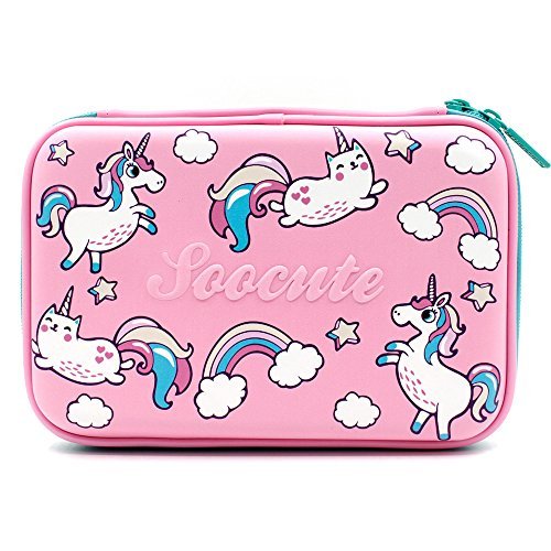 SOOCUTE Unicorn Gifts for Girls Hardtop Pencil Case - Kids Large Colored  Pen Holder Box With Compartments - Girls Cosmetic Pouch Bag Stationery  Organ - Imported Products from USA - iBhejo