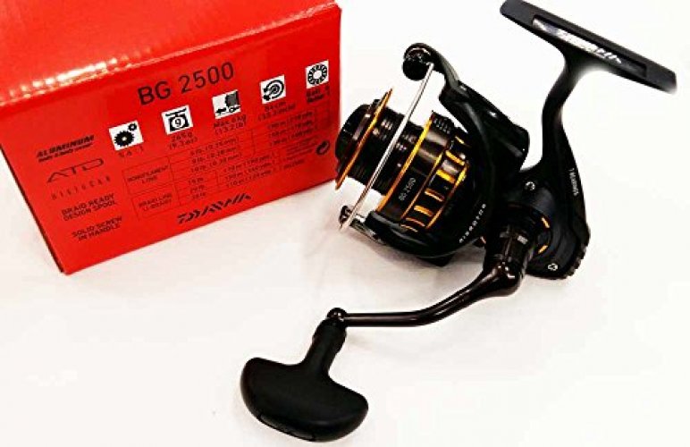 Daiwa BG2500 BG Saltwater Spinning Reel, 2500, 5.6: 1 Gear Ratio, 6+1  Bearings, 33.20 Retrieve Rate, 13.20 lb Max Drag,Black/gold - Imported  Products from USA - iBhejo