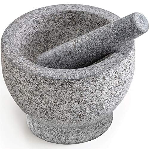 Polished Granite Mortar and Pestle Set, Stone Grinder Bowl for Grinding  Herbs Spices, Making Guacamo, Salsa, Pepper and Nuts Crusher