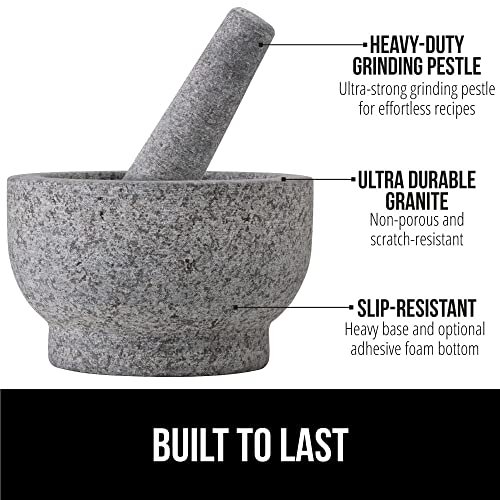 Gorilla Grip 100% Granite Slip Resistant Mortar And Pestle Set