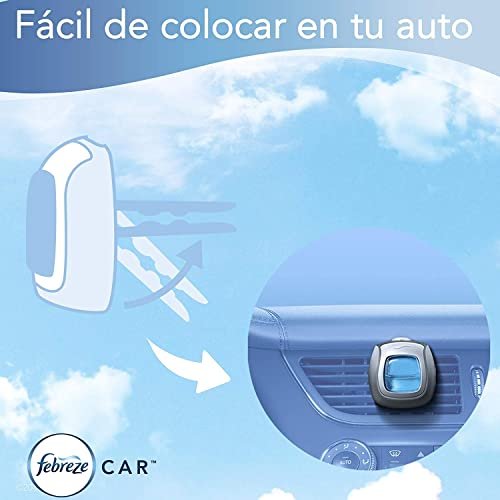 Febreze Car Air Freshener, Set of 5 Clips, Linen & Sky - up to 150 Days