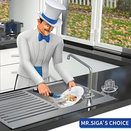MR.SIGA Dish Brush with Long Handle Built-in Scraper Scrubbing Brush for  Pans