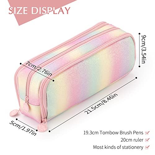  CICIMELON Large Capacity Pen Case Black, 3 Compartments Pink Pencil  Case Pouch Bag : Office Products