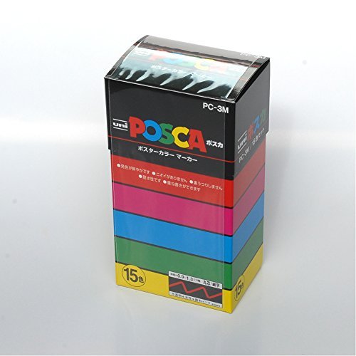 15 Posca Paint Markers, 3M Fine Posca Markers with Reversible Tips, Posca  Marker Set of Acrylic Paint Pens