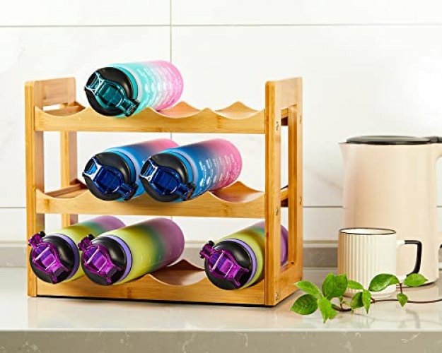 3-Tier Bamboo Water Bottle Organizer For Cabinet or Pantry Kitchen