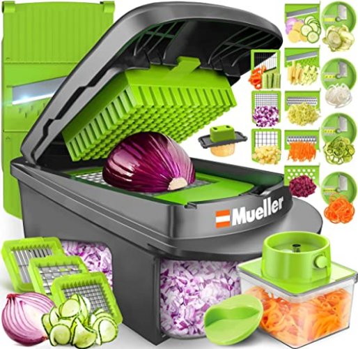Mueller Pro-Series All-In-One, 12 Blade Mandoline Slicer, Vegetable  Spiralizer, Cutter, Dicer, Food Chopper, Grater, Kitchen Gadgets Sets With  Contai - Imported Products from USA - iBhejo