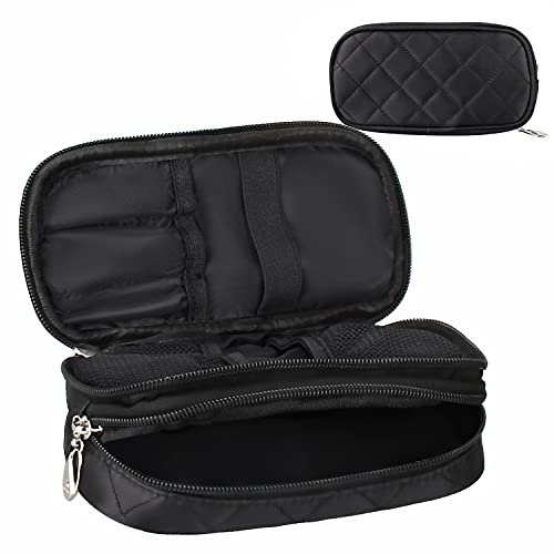MONSTINA Travel Makeup Bag,Double Layer Toiletry Organizer Women Makeup Brush  Bag Cosmetic Case Portable Large Wide-open Pouch B