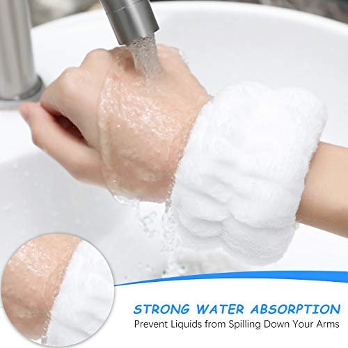 Chuangdi 9 Pcs Reusable Spa Headband Wrist Washband Face Wash Set Include 3  Microfiber Headband 6 Wrist Washband for Women Girls Avoid Liquid from