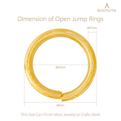 BEADNOVA 4mm Gold Jump Rings for Jewelry Making Open Jump Rings for  Keychains and Necklace Repair (300Pcs)