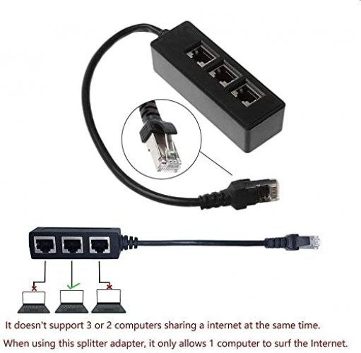 RJ45 Ethernet Splitter Cable, Sartyee RJ45 Y Splitter Adapter 1 to 3 Port  Ethernet Switch Adapter Cable for CAT 5/CAT 6 LAN Ethernet Socket Connector