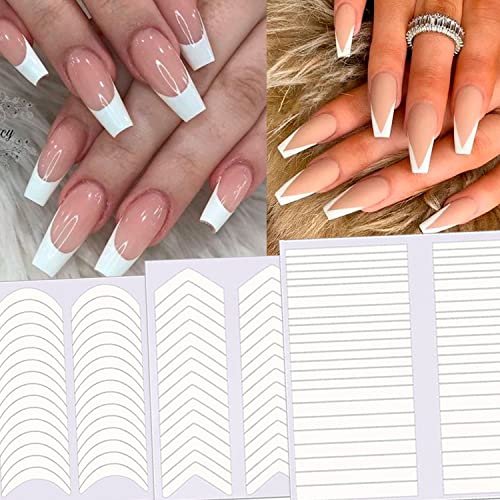 Manicure Nail Art Stencils French Tip Guide Stickers (12 sheets