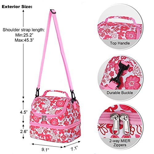 MIER Expandable Lunch Bag Insulated Lunch Box for Men Boys, Pink