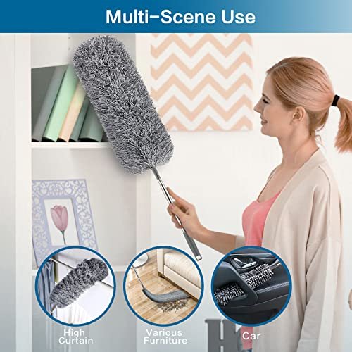 Dusters for Cleaning, Microfiber Duster with Extension Pole 30-100 Inches,  FUUNSOO Bendable Head & Long Extendable Duster for Cleaning Ceiling Fan