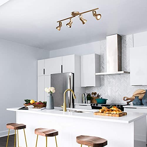 GEPOW LED Track Lighting Fixture, 4 Lights Modern Ceiling Spotlight