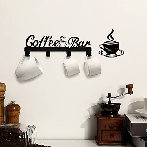 Hotop 2 Pieces Coffee Bar Decor Metal Coffer Mug Holder with 4 Hooks Modern  Wall Hanger Organizer Storage Display Cup Rack Art for Kitchen Cafe -  Imported Products from USA - iBhejo