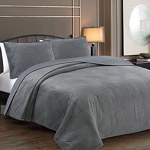 Cozy Line Home Fashions Dark Gray Velvet Basketweave Luxurious