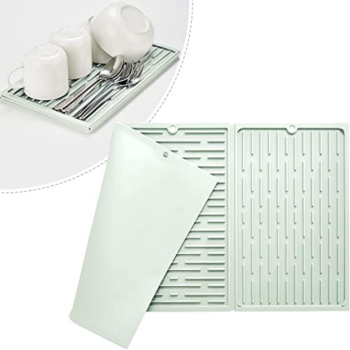 3 Fold Silicone Drying Mat Trifold Large Dish Drainer Mat for