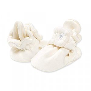 Burt's Bees Baby unisex baby Booties, Organic Cotton Adjustable Infant Shoes Slipper Sock, Eggshell White, 0-3 Months US