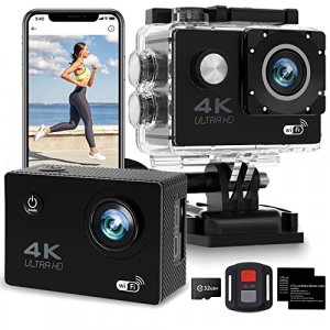 4K 30FPS Action Camera, Ultra HD Underwater Camera, 98FT 30M Waterproof Cameras, 170 Degree Wide Angle and Remote Control Sports Cameras with 32G SD 