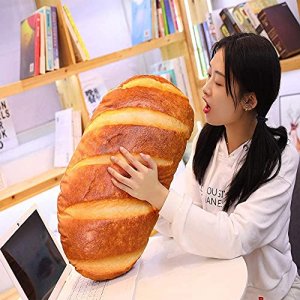 Levenkeness 3D Simulation Bread Shape Plush Pillow,Soft Butter Toast Bread Food Cushion Stuffed Toy for Home Decor 23.6