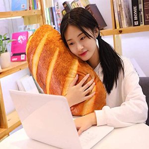 Levenkeness 3D Simulation Bread Shape Plush Pillow,Soft Butter Toast Bread Food Cushion Stuffed Toy for Home Decor 23.6