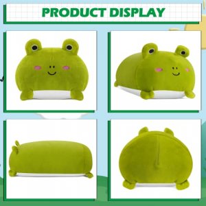 VYUSIT Plush Toy Frog Pillow, 24 inch Cute Animal Stuffed Plush Toy, Soft Cylindrical Animal Body Pillow, Kawaii Frog Pattern Plush Gift for Boys Gir