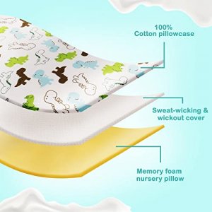 ICARE Babay Toddler Pillow Breathable Organic Cotton Bassinet Bedding Pillow, Pillow with Pillowcase,10x18 Inch Small Pillow for Sleeping Toddlers Pe