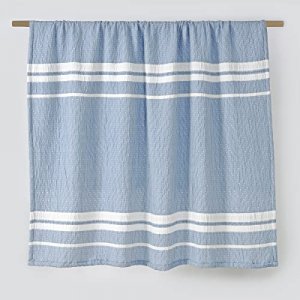 DOWN HOME Lyocell Blends Blanket Throw Reversible Super Soft Stripe dot Blanket Throw 60x80inch Blue