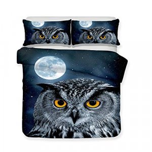 Kids 3D Bedding Set Owl Print King Duvet Cover Lifelike Bedclothes with Pillowcase Home Textile for Children Twin Queen Quilt Cover (US King)