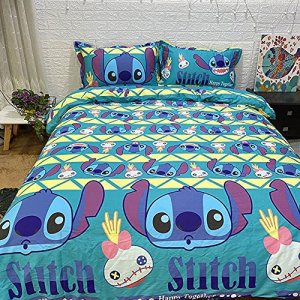 HOLY HOME Boy and Girl's Cartoon Duvet Cover Set Fitted Sheet Plus Pillow Case 4 Piece, Twin