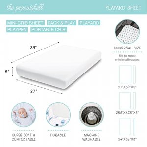 The Peanutshell Mini Crib Sheet Set - 3 Pack - Multiuse for Pack & Play, Playard, Playpen, Mini Crib - Nautical Whale