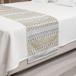 Ambesonne Rose Bed Runner, Vintage Vertical Borders with Abstract Blossoms and Classical Victorian Motifs, Decorative Accent Bedding Scarf for Hotels