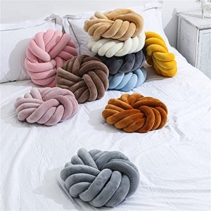 Jackcsale Knotted Pillows Round Throw Pillow Knit Round Plush Pillow Home Decorative Throw Pillow for Living Room Kitchen Bedroom Chair Cushion Sofa 