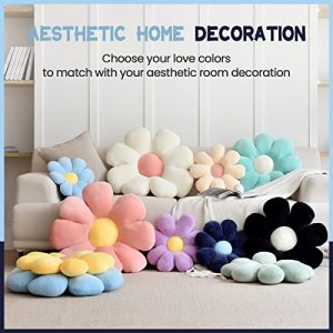 ZAKUN 2 PCS Flower Pillows Floor Seat Cushion,Daisy Pillow Aesthetic Flower Shaped Pillow, Cute Flower Pillows Decorative Throw Pillow, Plush Flower 