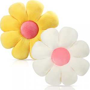 2 Pcs 22 Inch Daisy Flower Shaped Floor Pillow Cushion Plush Daisy Seating Cushion Flower Chair Cushion Flower Throw Pillow Decorative Cute Seating P