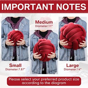 2 Pieces Knot Ball Pillows Round Plush Aesthetic Cushion Pillows Soft Stress Relieving Cute Decorative Knotted Pillows for Kids Bed Sofa Bedroom Deco