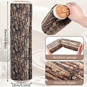 Wood Design Decorative Round Throw Pillow 3D Digital Print Comfortable Wood Trunk Neck Sleeping Throw Pillow Stump Cylinder Cushion for Kids Camping 