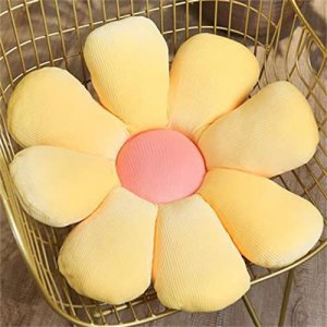 Flower Floor Pillow Daisy Flower Shape Cushion Cute Seating Pad Plush Chair Cushion Throw Pillow Home Decoration for Girls Women a Reading, Bed Room,